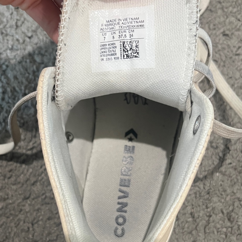 Converse Cream High-Top Sneakers Beige Leather - Picture 4 of 6